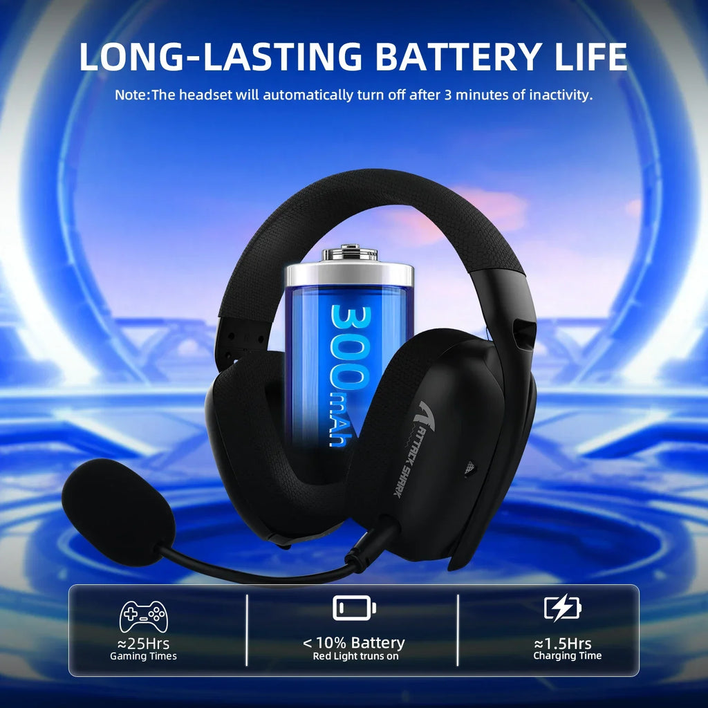 ATTACK SHARK L80PRO Wireless Gaming Headset – 2.4G/BT/Wired, Ultra-Light, 40mm Drivers
