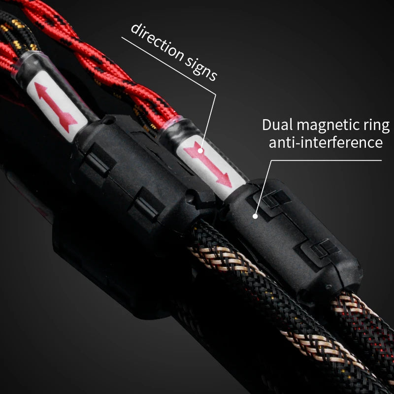 YYAUDIO One Pair of Hi-Fi Speaker Cables – High-End OCC Speaker Cable for Hi-Fi Audio Systems, Banana Plug Speaker Cable