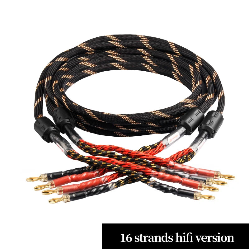 YYAUDIO One Pair of Hi-Fi Speaker Cables – High-End OCC Speaker Cable for Hi-Fi Audio Systems, Banana Plug Speaker Cable
