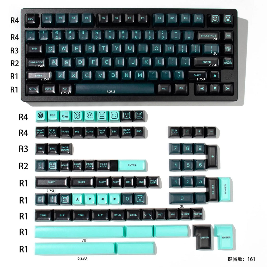 GMK Monster Keycaps – 161 Keys, SA Profile, Double-Shot ABS Keycaps for MX Switches, Mechanical Keyboard Game ISO Keys