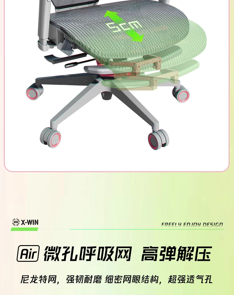 Nordic Luxury Gaming Chair - Ergonomic, Pink, Comfortable Bedroom/Office Designer Furniture