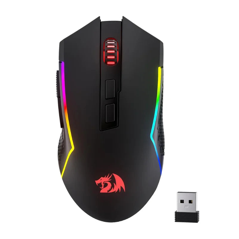 Redragon M693 LIT Wireless Gaming Mouse – 12,800 DPI, 3-Mode Connection (Bluetooth & 2.4G), 7 Macro Buttons
