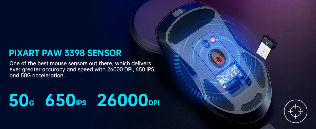 Rapoo VT9 PRO Wireless Gaming Mouse – PAW3398 Sensor, 26,000 DPI, 68g Lightweight, Wired & Wireless, 160H Long Battery Life