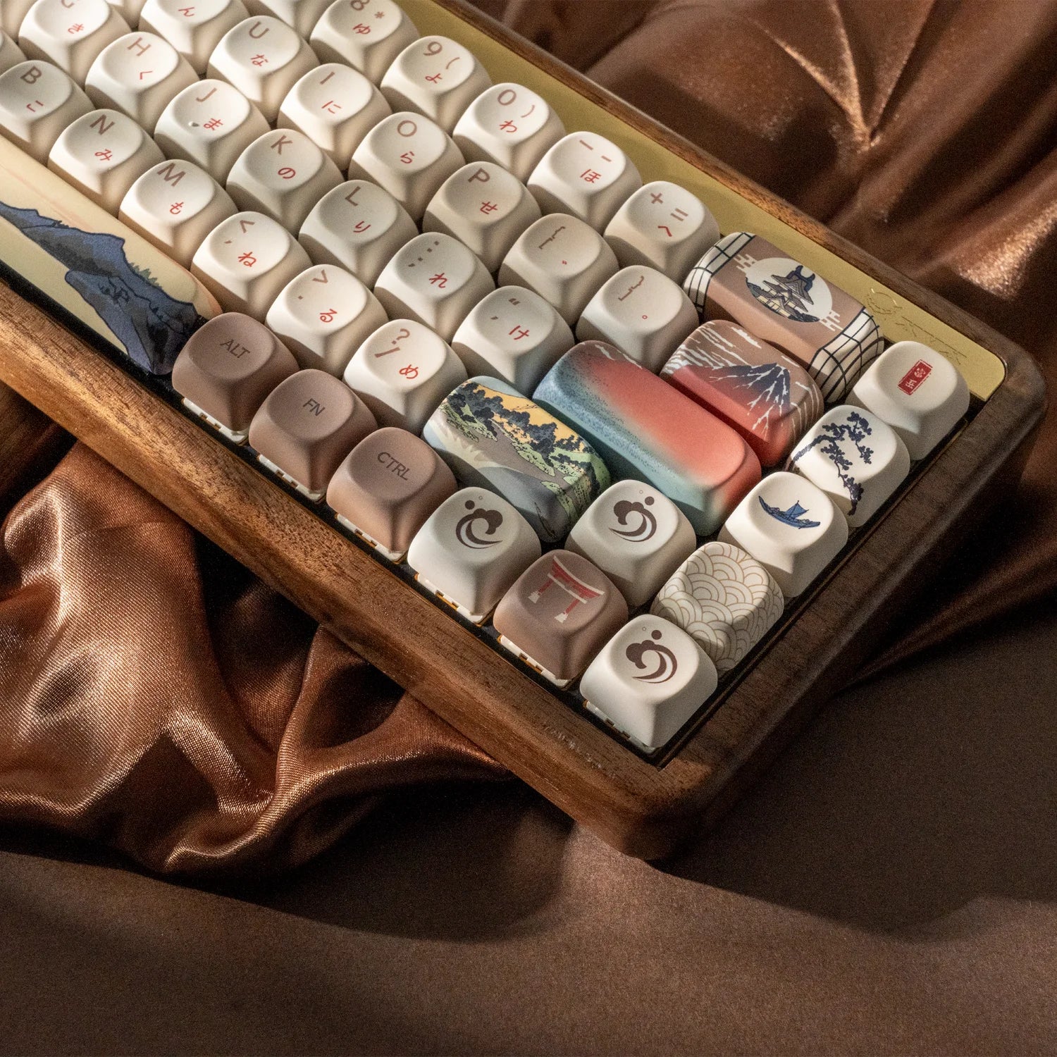 XVX Brown MOA Keycaps – Chinese Style PBT, 140 Keys, Thermal Sublimation, Cherry MX Mechanical Keyboard Keycaps Accessories