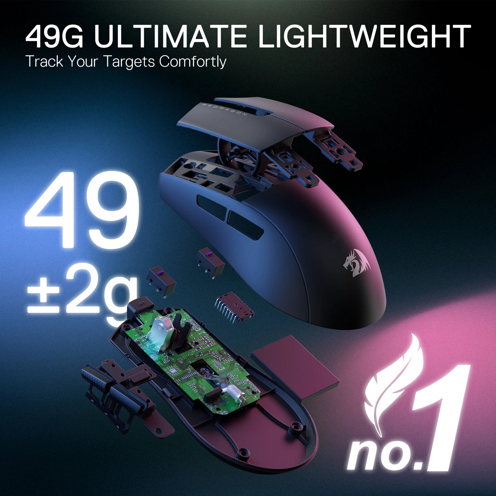 Redragon M916 PRO 3-Mode Wireless Gaming Mouse – 49g Ultra-Light, 26K DPI, Fully Programmable Buttons Gamer Mouse