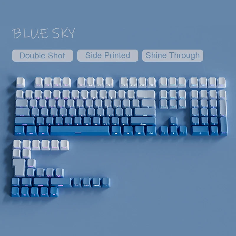 133 Keys Side-Print Shine-Through Keycap Set – Double-Shot PBT, Cherry Profile, for MX Switch Mechanical Gaming Keyboard