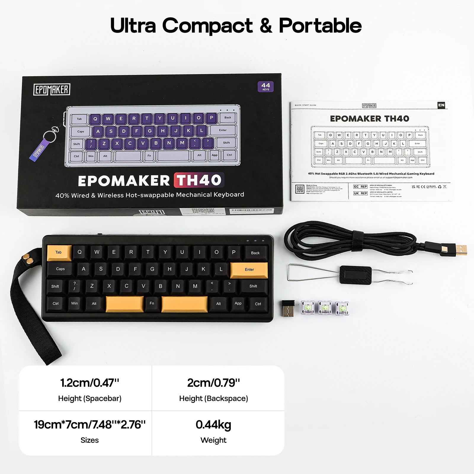 EPOMAKER TH40 Mechanical Keyboard – 40% Layout, QMK/VIA, Hot-Swap, Gasket-Mounted, Wired / Bluetooth / 2.4G Wireless