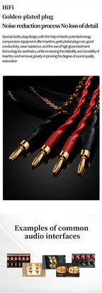 YYAUDIO One Pair of Hi-Fi Speaker Cables – High-End OCC Speaker Cable for Hi-Fi Audio Systems, Banana Plug Speaker Cable