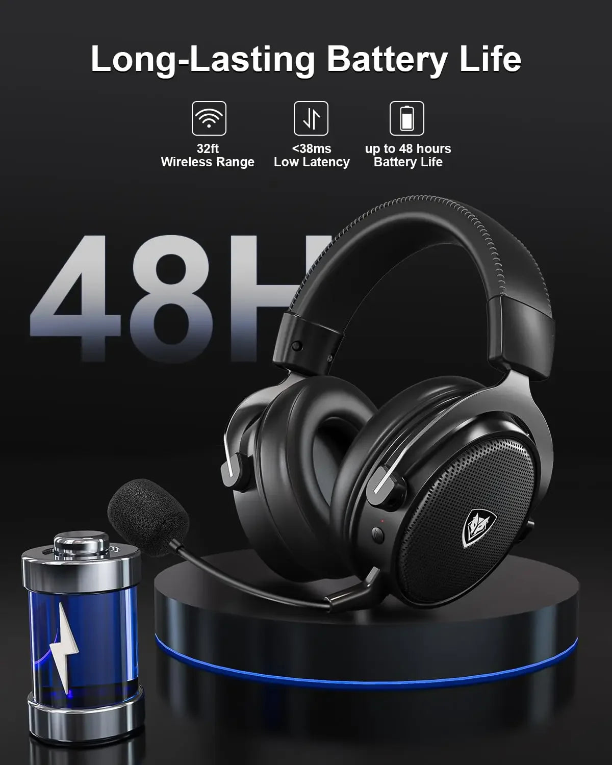 NUBWO G07 Wireless Gaming Headset – 2.4GHz Low Latency, Hi-Fi Stereo, Noise-Canceling Mic