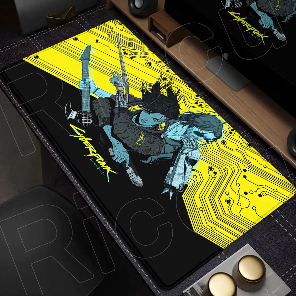 900x400mm HD Print Anime C-Cyberpunks Style Keyboard Mousepad XXL Large Computer Gamer Stitch Edge Rubber Non-slip Base Desk Mat