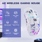 FreeWolf A2 Transparent RGB Wireless Gaming Mouse – Battery Display, Bluetooth & 2.4G, PixArt PAW3212 Sensor