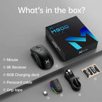 Delux M900 PRO Wireless Gaming Mouse – Ergonomic Design, 8K Polling Rate, PAW3395 Sensor, 63g Lightweight, Magnetic RGB Charging Dock, for Right Large Hands