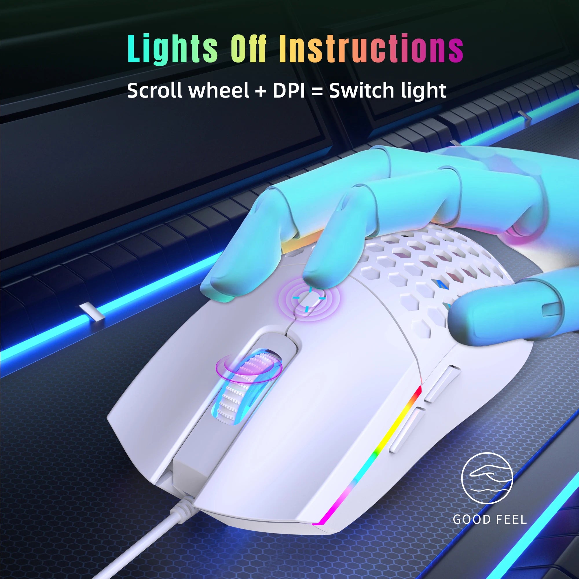 HXSJ S500 Optical Gaming Mouse – Lightweight Ergonomic Design, Wired USB, Plug & Play, for Laptop & Desktop PC