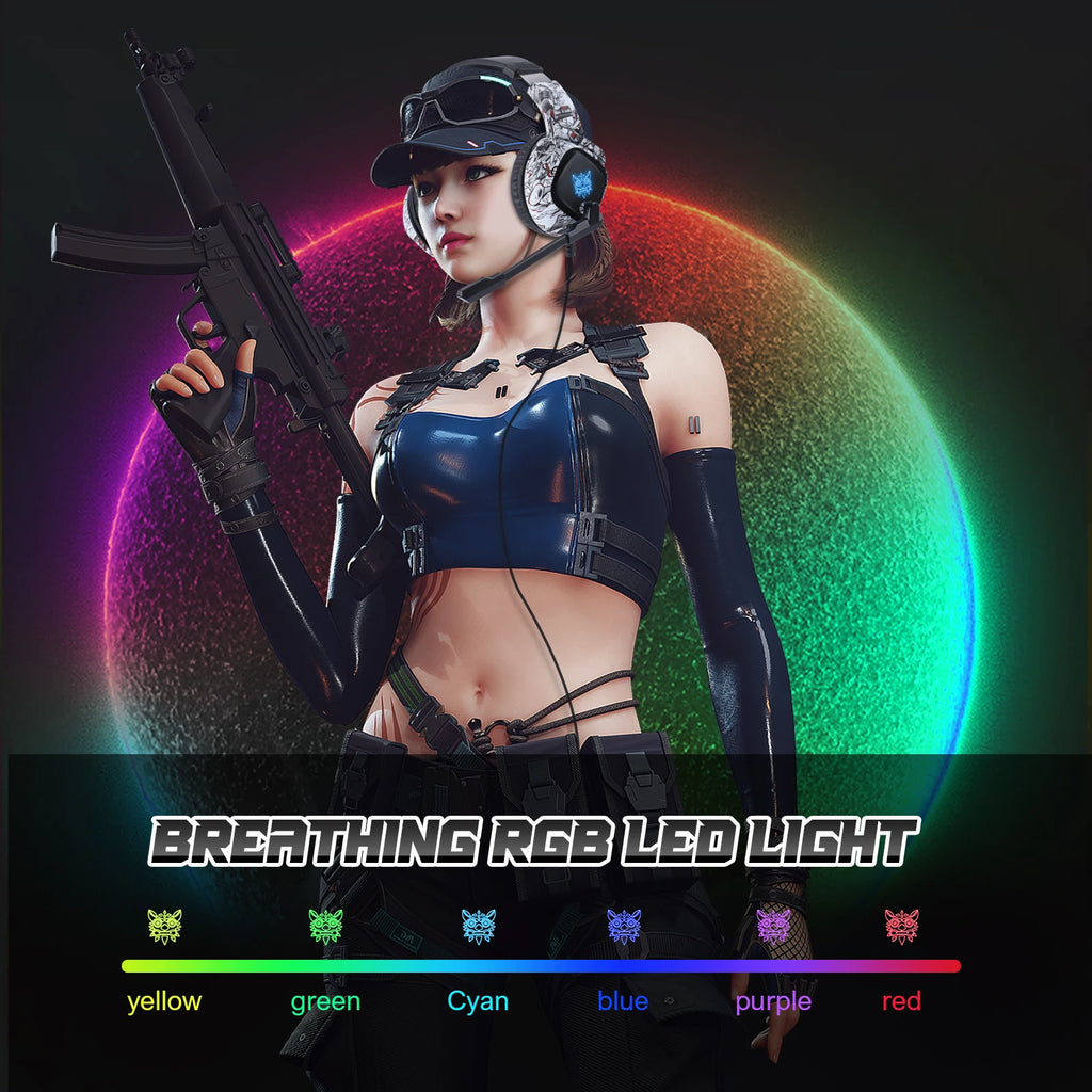 ONIKUMA Wired Gaming Headset – LED Backlight, Noise-Canceling Mic, for PS4/PS5/Xbox/PC