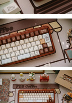 FBB Otter Coffee Theme Keycaps – PBT, Gaming Mechanical Keyboard Keycaps for MX Switch, PC Custom DIY Cute Artisan Accessory