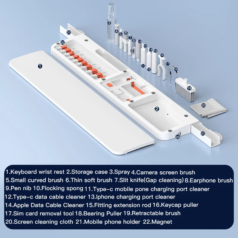 22 in1 Digital Cleaning Kit Phone Camera Laptop keyboard Cleaning Headset brush key Screen cleaner Dust Collector Christmas gift