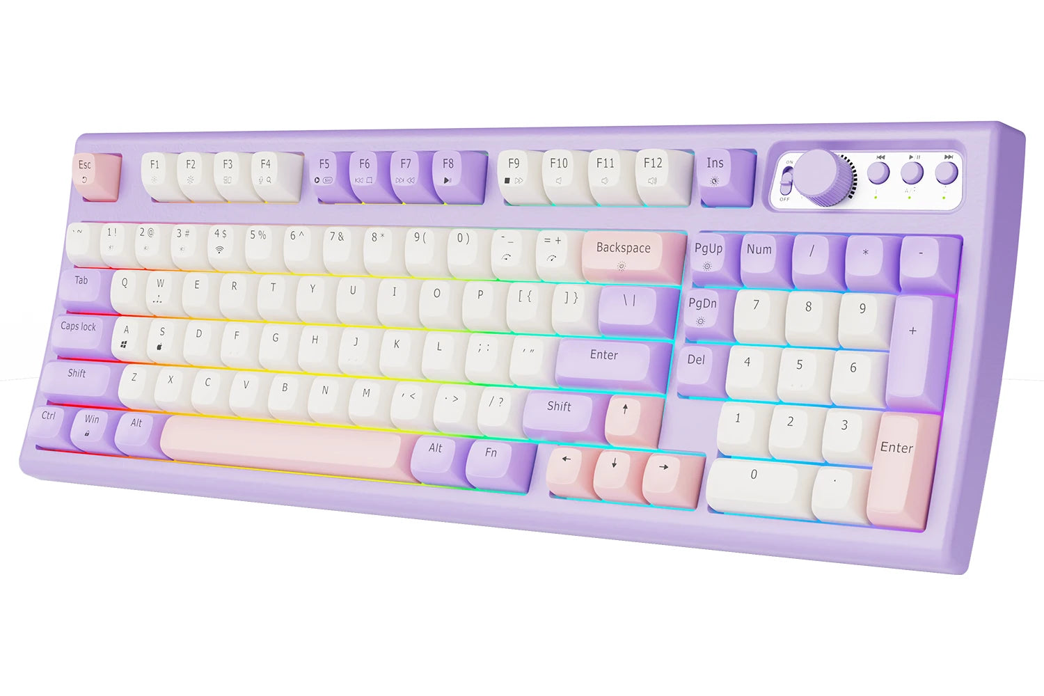 EWEADN V97 Cute Creamy Keyboard – Wireless Gaming Keyboard with Bluetooth & 2.4GHz, RGB Backlit, Rechargeable, Quiet Typing, for PC Gamers
