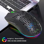 RGB Ultralight Honeycomb Wireless Gaming Mouse – 2.4G Wireless, Charging Support, 3,600 DPI, 6-Button Design, for Laptop & PC Gamers