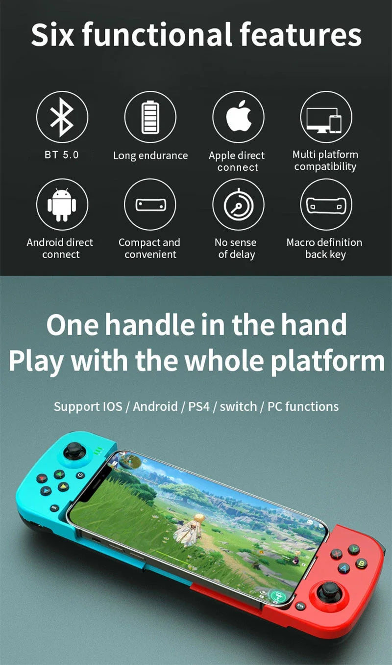 D3 Gamepad Wireless BT5.0 Stretchable Game Controller For Mobile Phone Android IOS Joystick, Gamepad for PS4 SwitchPC