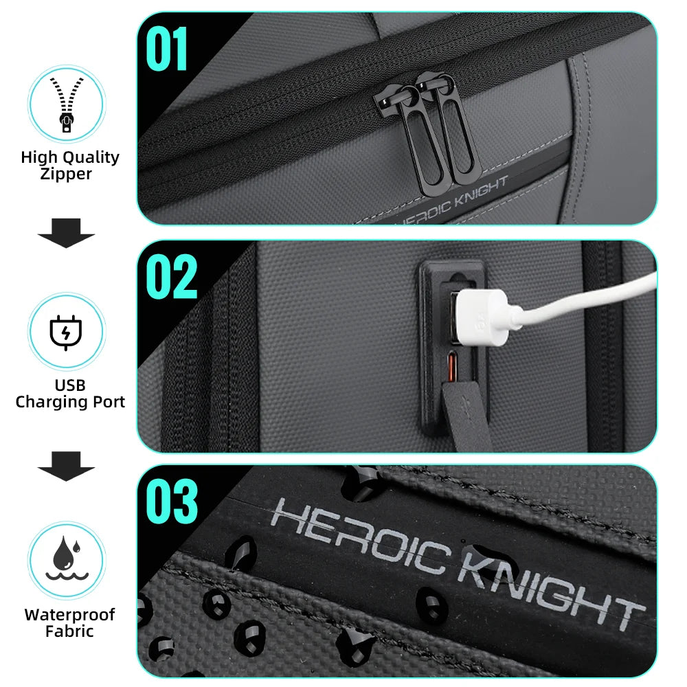 HcanKcan Men's Waterproof Business Backpack - 15.6 Inch Laptop Bag with Large Capacity for Travel, Work & School