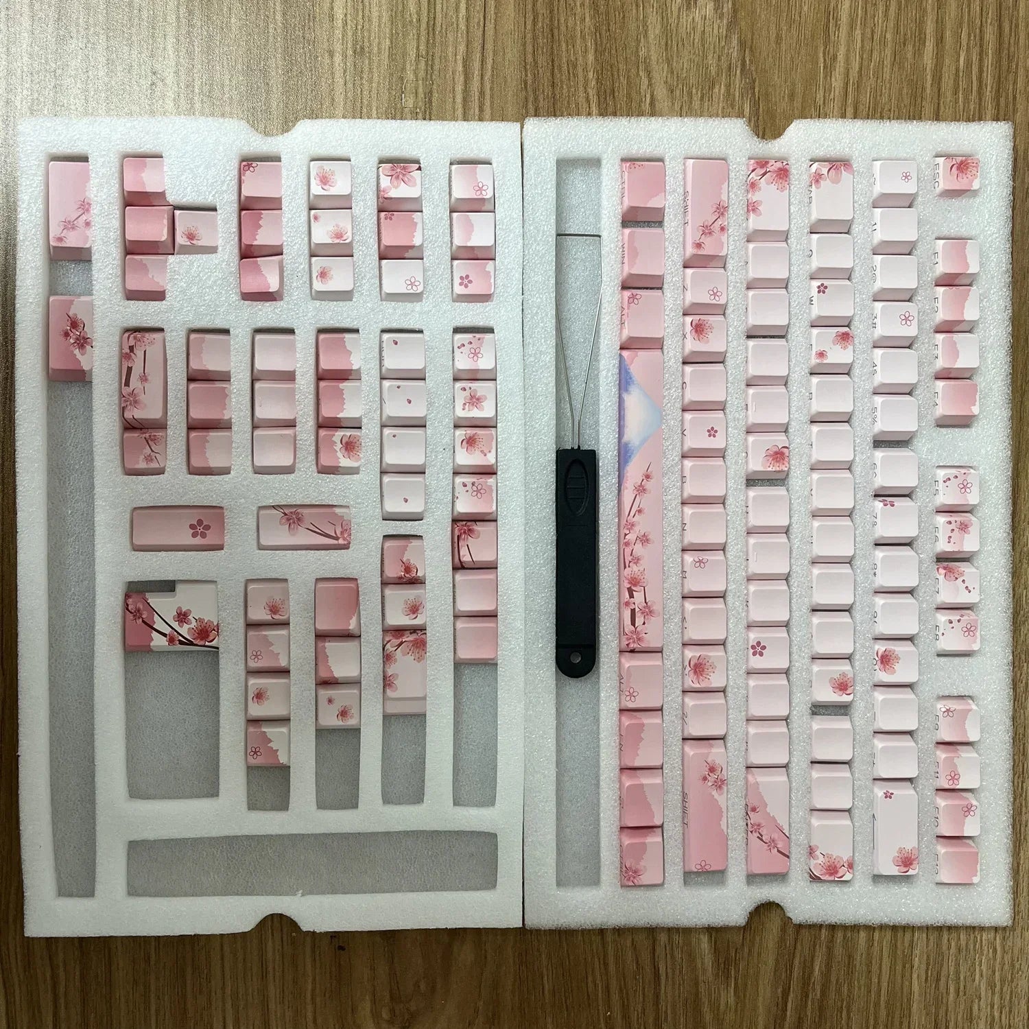 Blossom Side-Print Keycaps – 127 Keys, Cherry Profile, PBT Double-Shot, Shine-Through Keycaps for Mechanical Keyboard