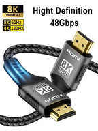 8K HDMI 2.1 Cable – 48Gbps Ultra High-Speed, 4K@120Hz / 8K@60Hz, eARC/ARC, HDCP for PC, Laptop, Projector, HDTV, PS5 (1m/2m/3m)
