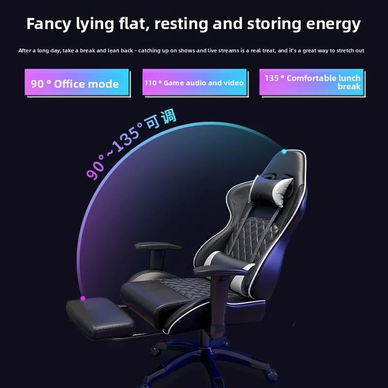 Gaming Chair - Adjustable 90-125°, Lift Mechanism, Footrest, Ergonomic Backrest for Home Office