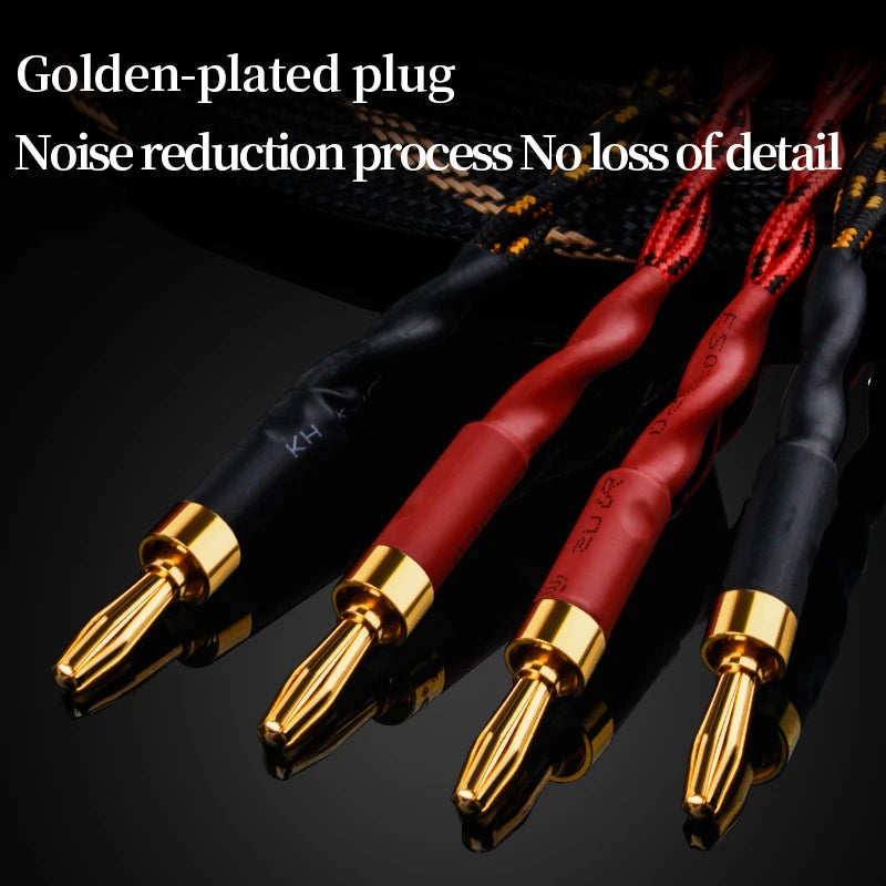 YYAUDIO One Pair of Hi-Fi Speaker Cables – High-End OCC Speaker Cable for Hi-Fi Audio Systems, Banana Plug Speaker Cable