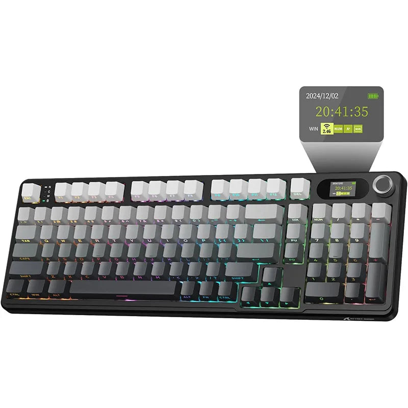 ATTACK SHARK X98 RGB Wireless Mechanical Keyboard – LED Smart Display & Knob, Hot-Swappable, Pre-Lubed Linear Switches