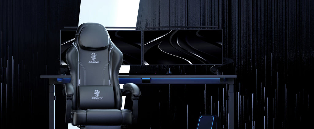 Dowinx Gaming Chair with Pocket Spring Cushion, Ergonomic Game Chair with Massage Lumbar Support and Footrest for Adults