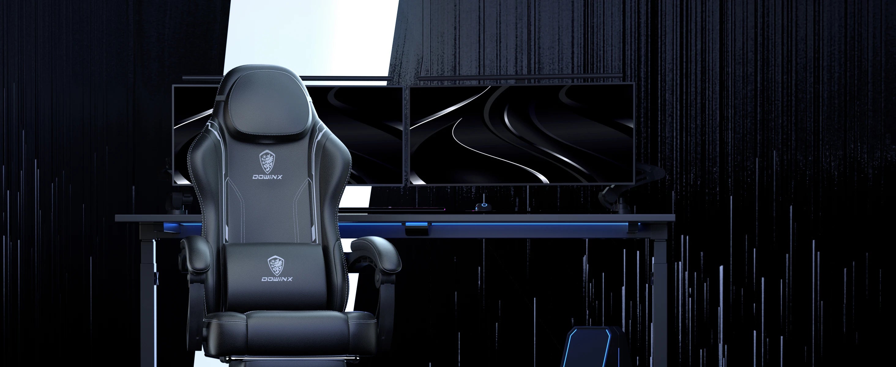 Dowinx Gaming Chair with Pocket Spring Cushion, Ergonomic Game Chair with Massage Lumbar Support and Footrest for Adults