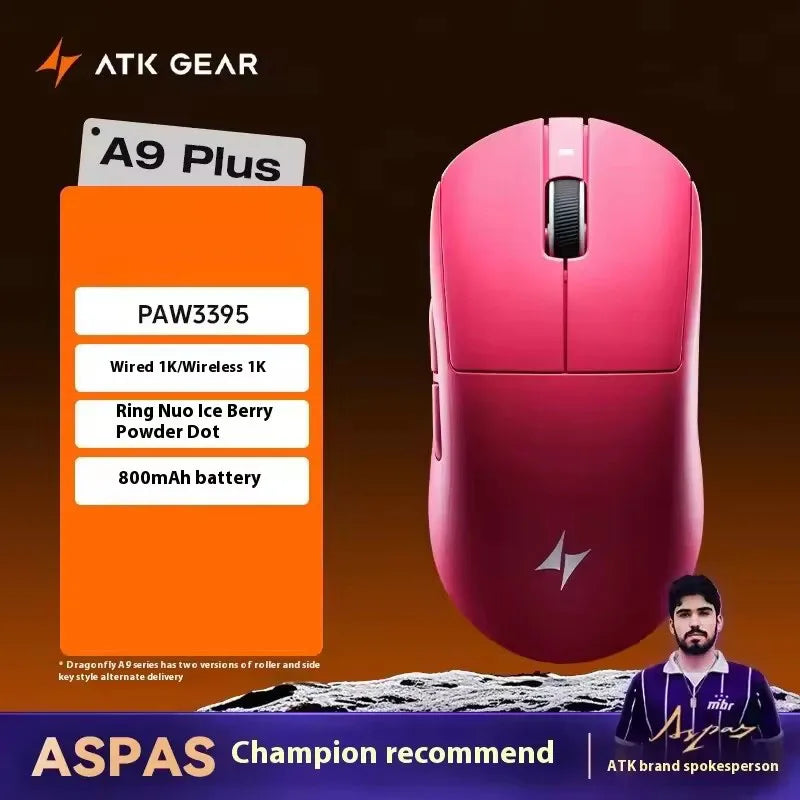 ATK Dragonfly A9 Series Wireless Gaming Mouse – Tri-Mode Connection, PAW3950 Sensor, Nordic 52840 Chip, 8K Polling Rate, 53g Lightweight, for Laptop & PC Gaming