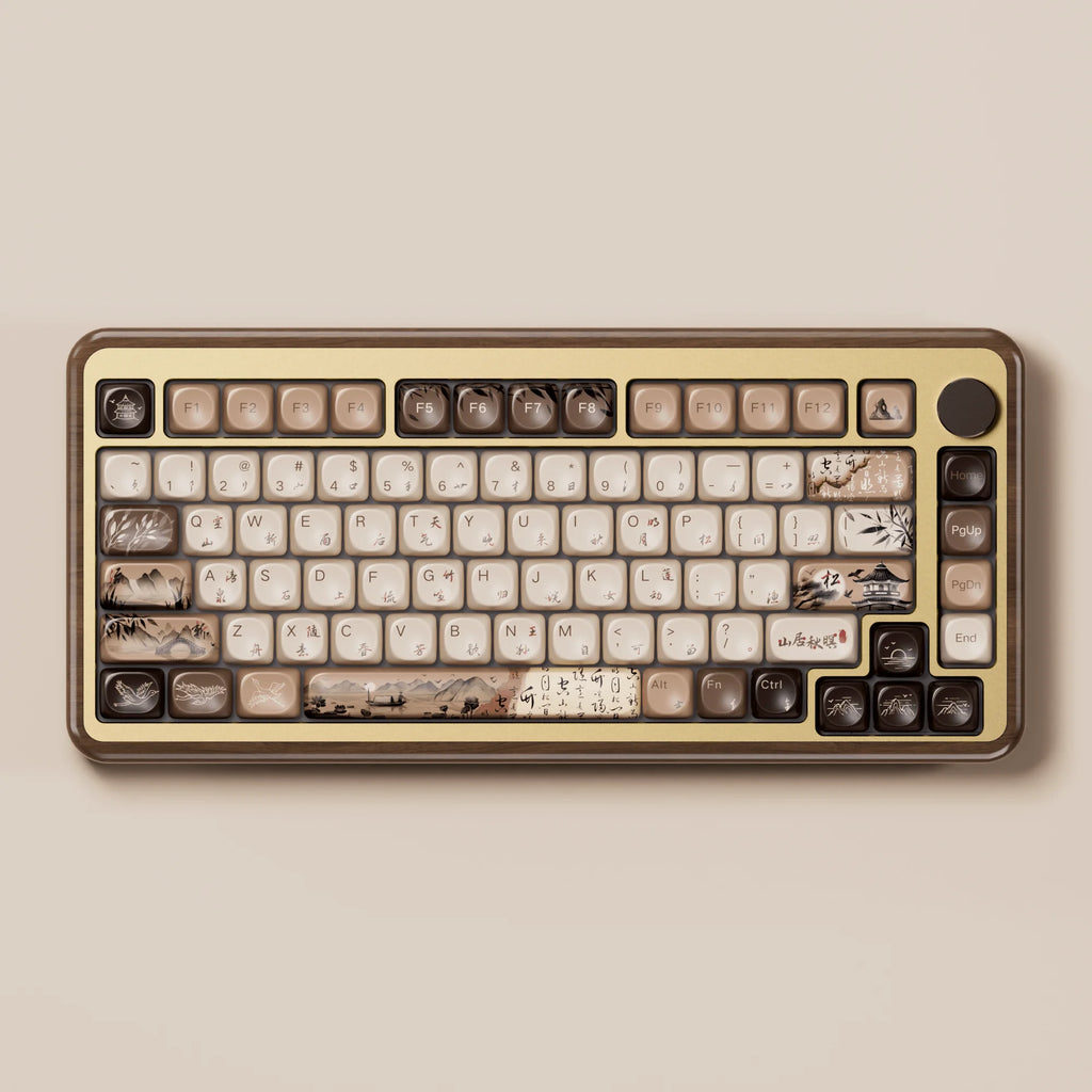 Akko MU02 Mountain Seclusion Mechanical Keyboard – 75%, Wooden Case, RGB, Hot-Swappable, BT 5.0 / 2.4G Wireless / Type-C Wired