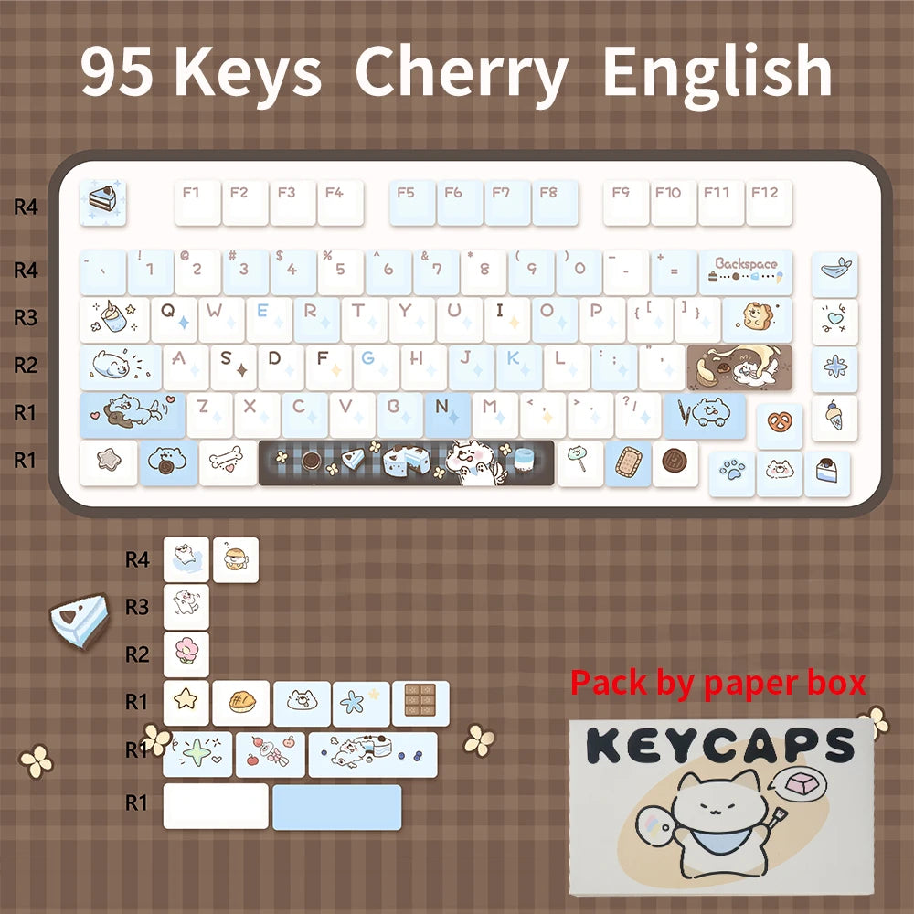 95 Keys Cherry Profile PBT Keycaps – Spark Conference Theme, for Gaming Mechanical Keyboard 61/64/68/75-Key Layouts, AULA F75 Compatible