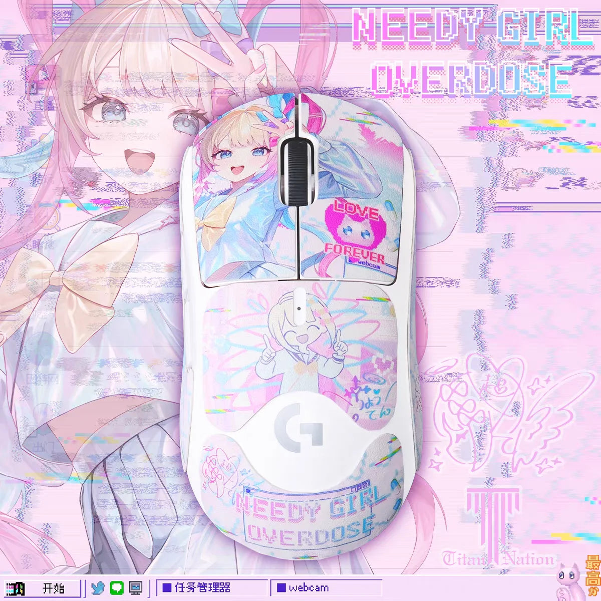 Anime NEEDY Girl Overdose Keycaps – Cute PBT + PC Translucent, Cherry Profile, Custom Keycaps for Mechanical Keyboard Gaming Gifts