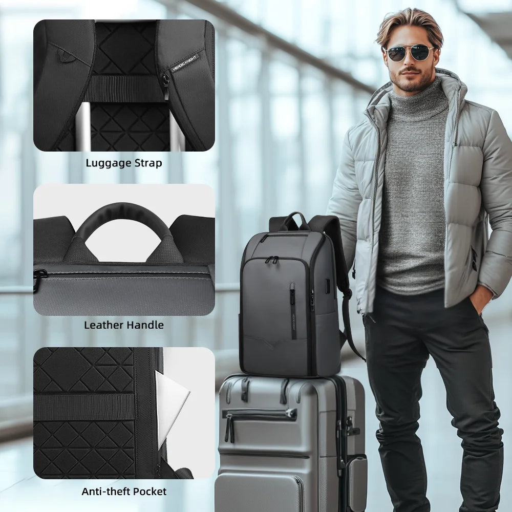 HcanKcan Men's Waterproof Business Backpack - 15.6 Inch Laptop Bag with Large Capacity for Travel, Work & School