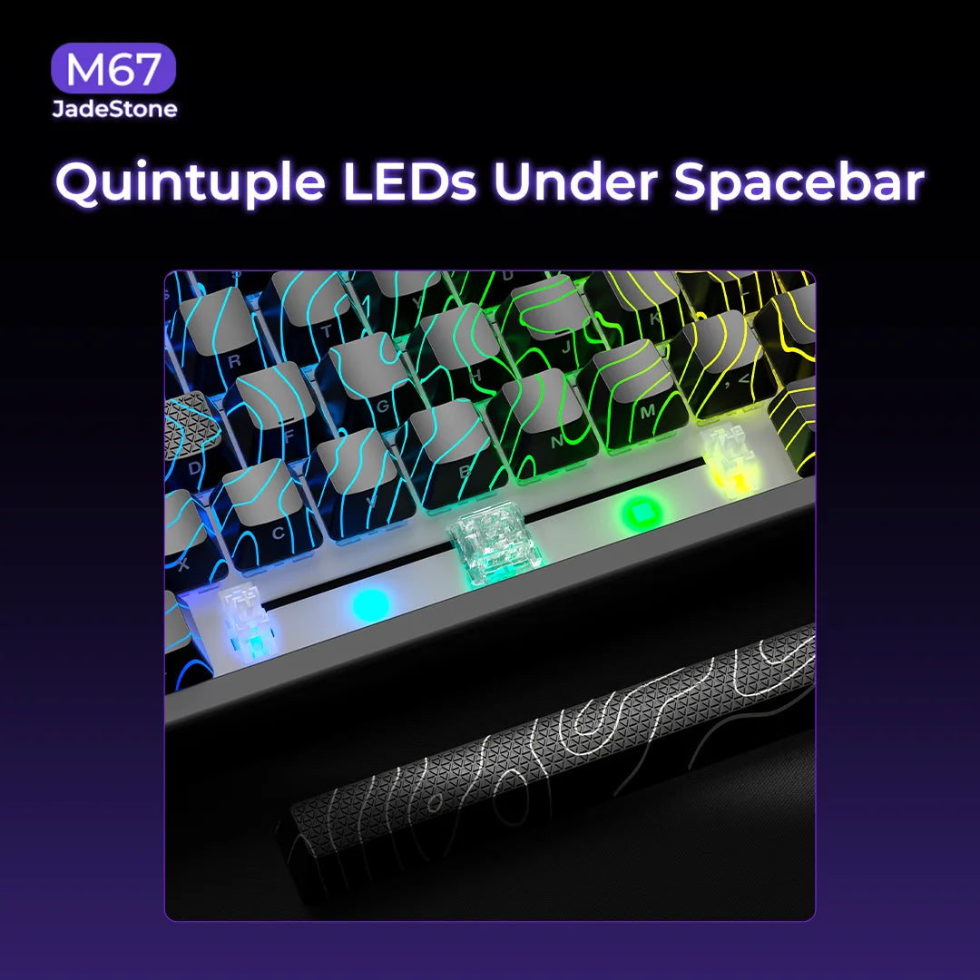 XVX M67 JadeStone Mechanical Keyboard – 65% Layout, IMD-Tech Keycaps, Hot-Swappable, Gasket Mount, Tri-Mode Wireless, Custom RGB