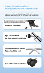 Ergonomic Gaming Chair - Comfortable Office Chair with Mute Rollers, Rotating Lift, Adjustable Backrest