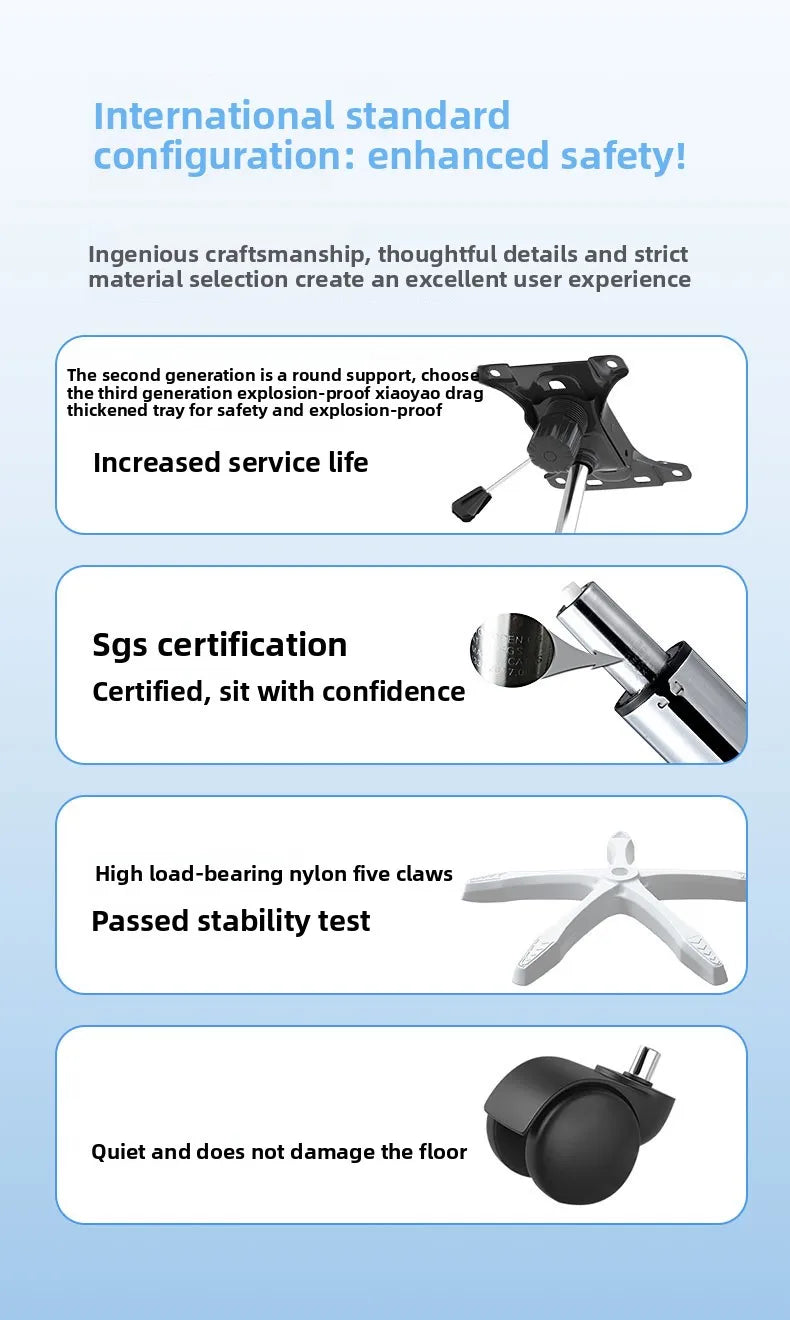 Ergonomic Gaming Chair - Comfortable Office Chair with Mute Rollers, Rotating Lift, Adjustable Backrest