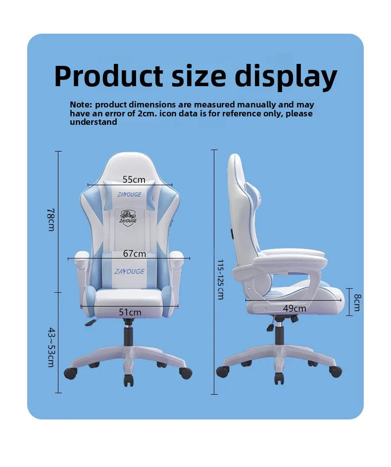 Ergonomic Gaming Chair - Comfortable Office Chair with Mute Rollers, Rotating Lift, Adjustable Backrest