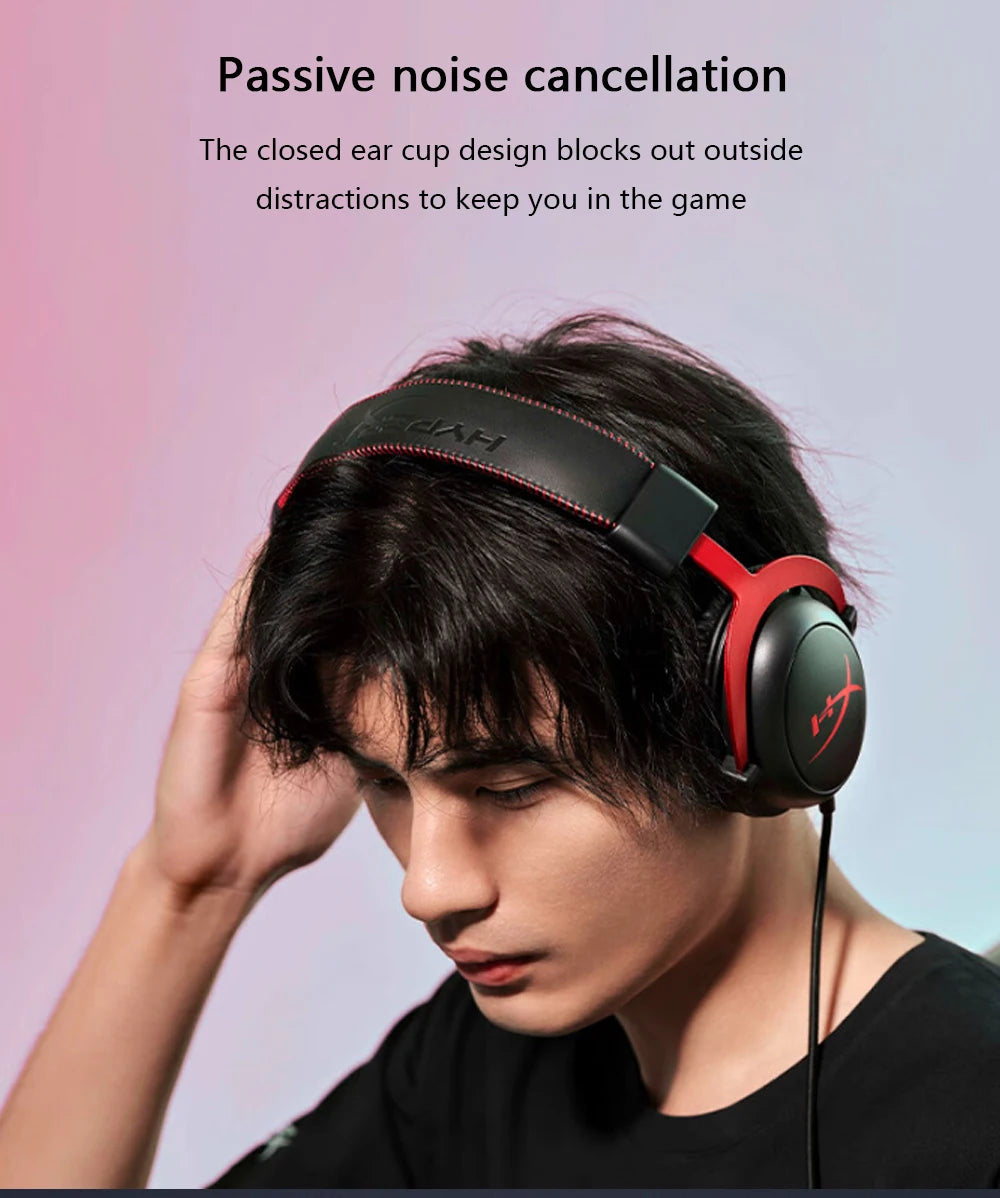 HyperX Cloud II Wired Gaming Headset – Hi-Fi 7.1 Surround Sound, Detachable Mic, USB Sound Card