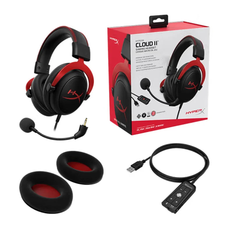 HyperX Cloud II Wired Gaming Headset – Hi-Fi 7.1 Surround Sound, Detachable Mic, USB Sound Card