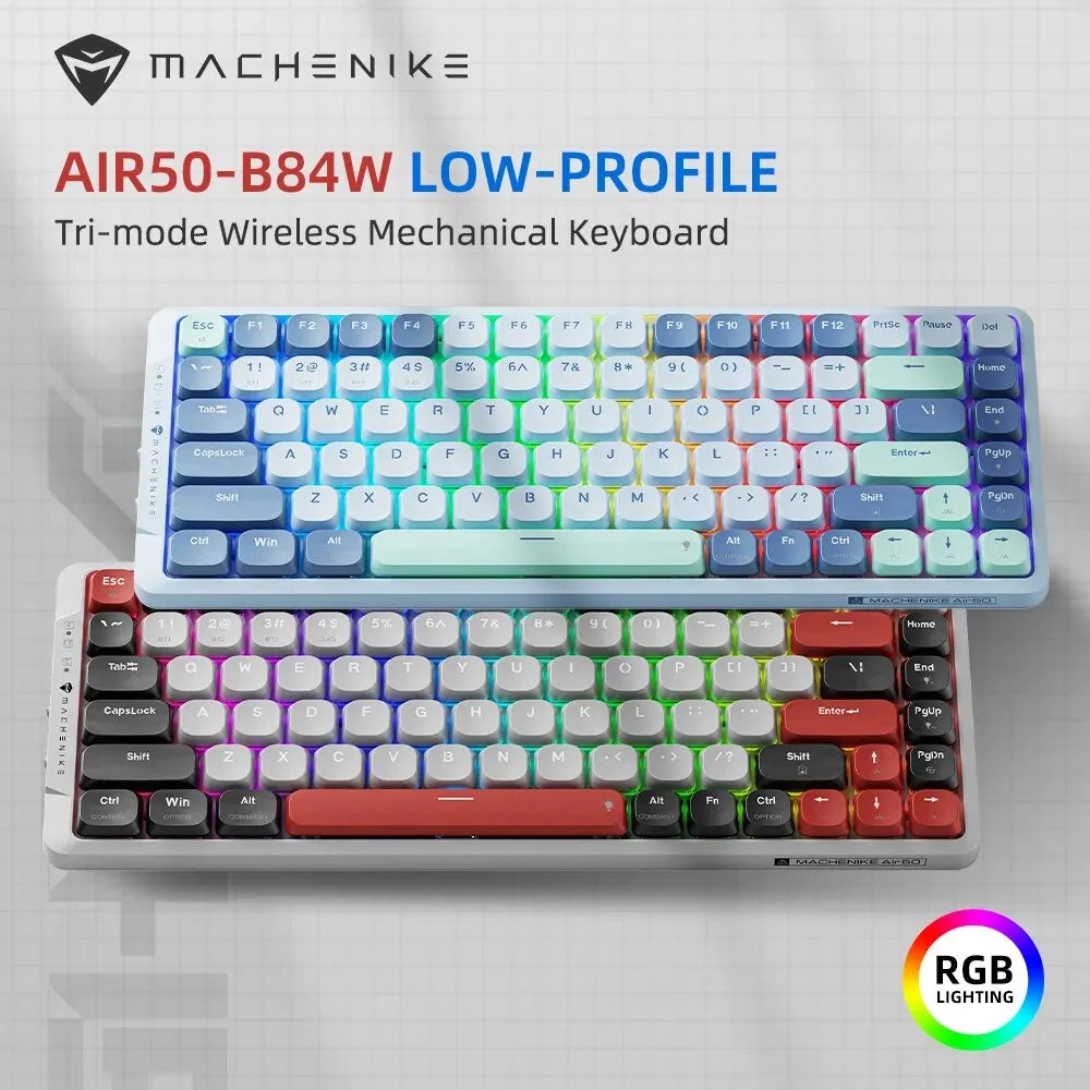 MACHENIKE AIR50 Low-Profile Mechanical Keyboard – 75% Layout, Hot-Swap, RGB Backlit, Tri-Mode, Productivity Keyboard for Laptop & PC