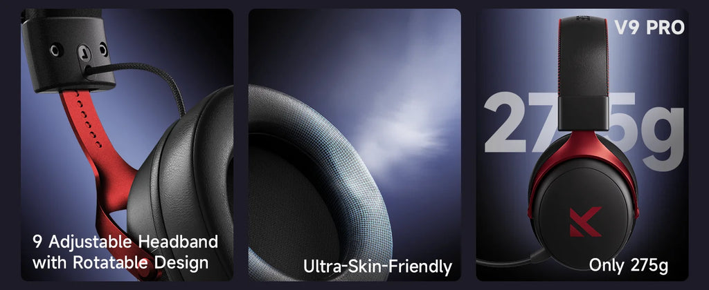 MCHOSE V9 Pro Wireless Gaming Headset – 7.1 Surround Sound, Noise-Canceling Mic, Low Latency