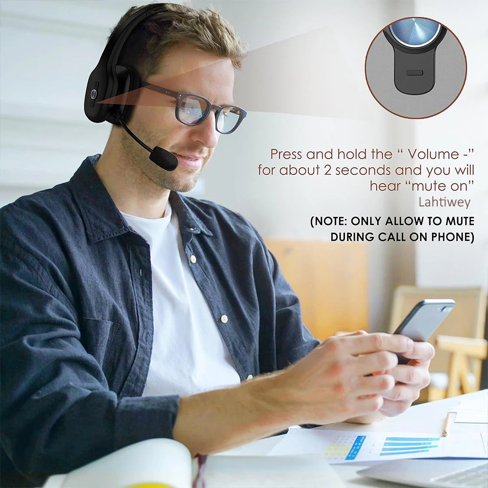 Wireless Trucker Bluetooth Headset with Mic – On-Ear Headset for Phone, PC & Home Office