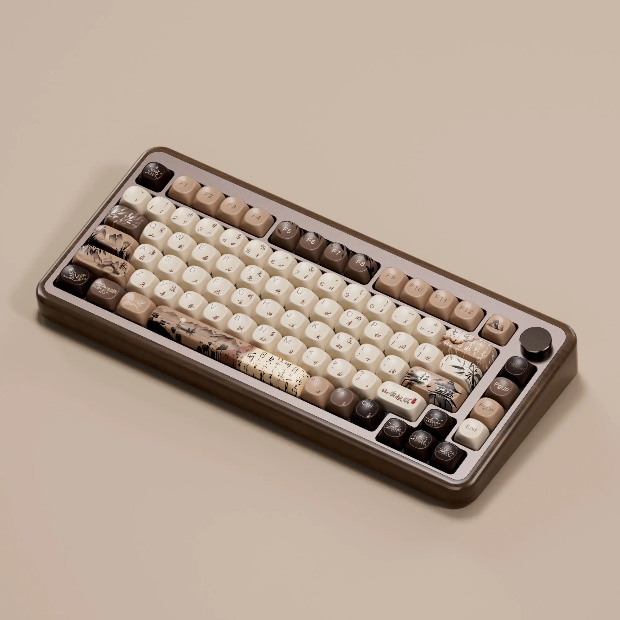 Akko MU02 Mountain Seclusion Mechanical Keyboard – 75%, Wooden Case, RGB, Hot-Swappable, BT 5.0 / 2.4G Wireless / Type-C Wired