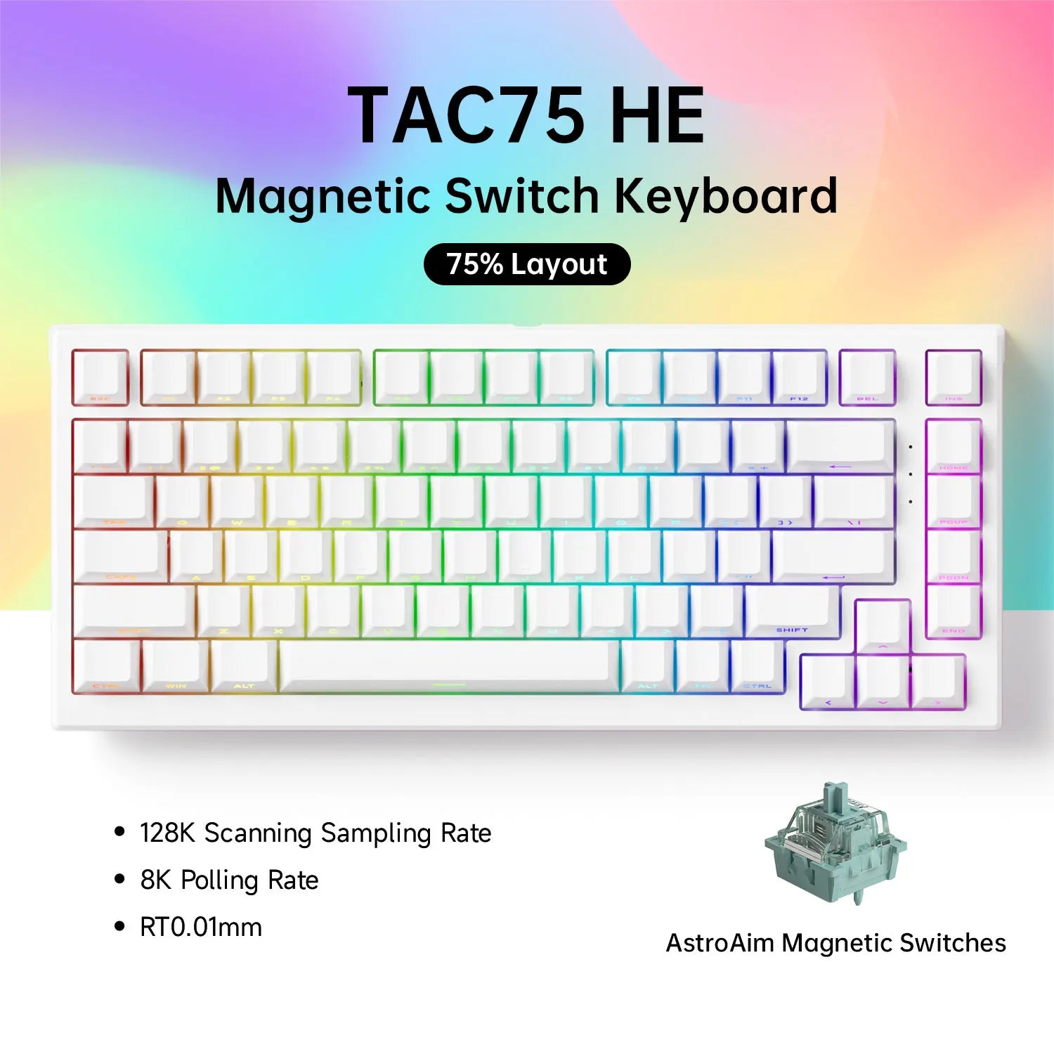 AKKO TAC75 HE Magnetic Switch Keyboard – 75%, Rapid Trigger 0.005mm, 8K RGB, Wired Esports Custom Gaming Keyboard