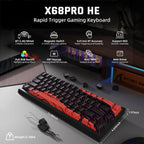 ATTACK SHARK X68 Pro HE Wireless Gaming Keyboard – 8K Polling, Rapid Trigger, Hot-Swap, RGB Backlit, Magnetic Mechanical Switches