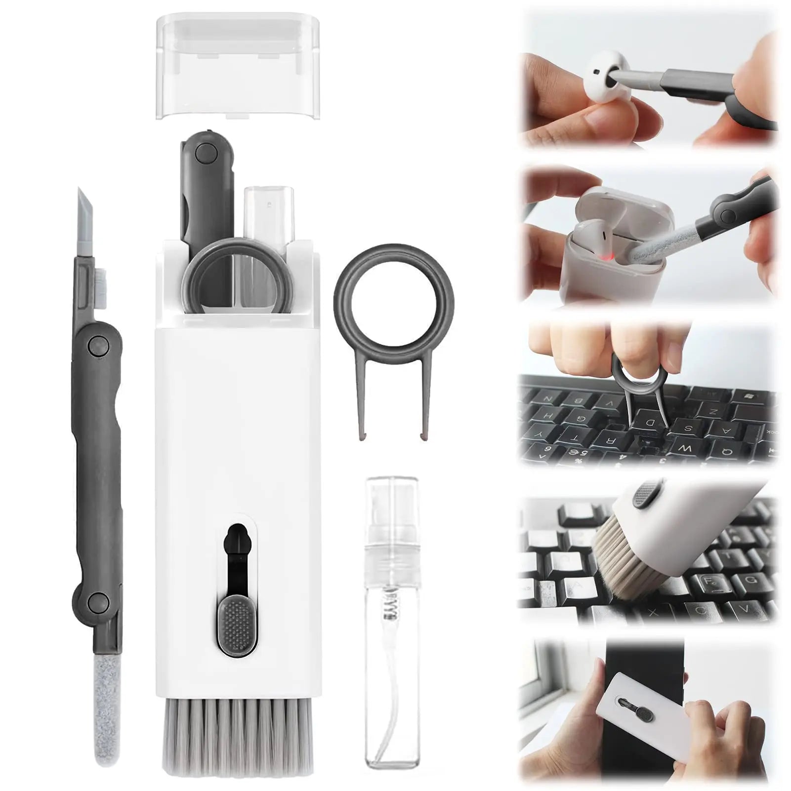 5 in 1 Keyboard Cleaning Brush Kit Keycap Puller Earbuds Cleaner for Airpods Pro 1 2 3 Bluetooth Earphones Case Cleaning Tools