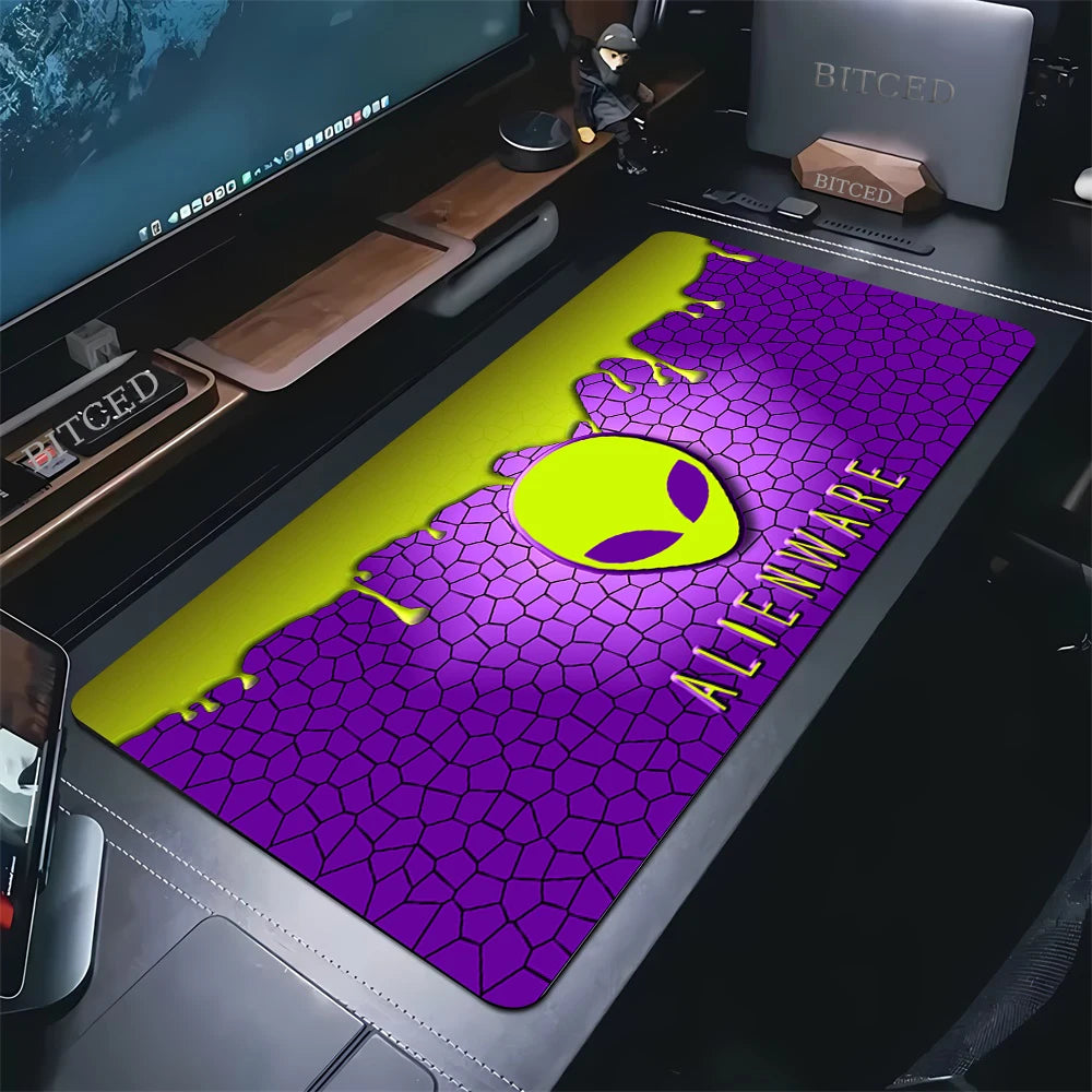 Gamer Desk Mats Alienware Animation PC Gaming Mouse Pad Keyboard Pads Lockrand Mousepad for PC Mouse Carpet 90x40cm